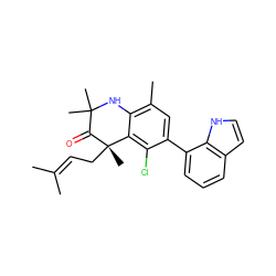 CC(C)=CC[C@]1(C)C(=O)C(C)(C)Nc2c(C)cc(-c3cccc4cc[nH]c34)c(Cl)c21 ZINC000066251514