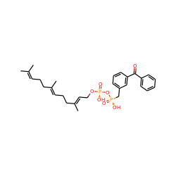 CC(C)=CCC/C(C)=C/CC/C(C)=C/CO[P@@](=O)(O)O[P@](=O)(O)Cc1cccc(C(=O)c2ccccc2)c1 ZINC000049708929