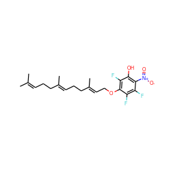 CC(C)=CCC/C(C)=C/CC/C(C)=C/COc1c(F)c(O)c([N+](=O)[O-])c(F)c1F ZINC000027655448