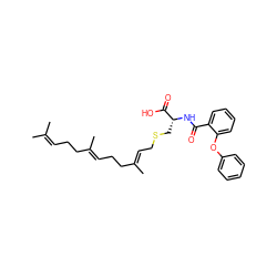 CC(C)=CCC/C(C)=C/CC/C(C)=C/CSC[C@@H](NC(=O)c1ccccc1Oc1ccccc1)C(=O)O ZINC000073199412