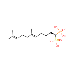 CC(C)=CCC/C(C)=C/CCC[C@@H](P(=O)(O)O)S(=O)(=O)O ZINC000013746352