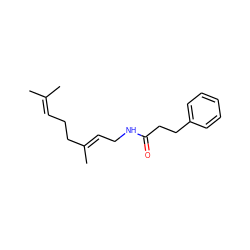 CC(C)=CCC/C(C)=C/CNC(=O)CCc1ccccc1 ZINC000299841298