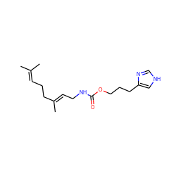 CC(C)=CCC/C(C)=C/CNC(=O)OCCCc1c[nH]cn1 ZINC000071317538