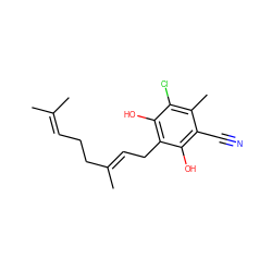 CC(C)=CCC/C(C)=C/Cc1c(O)c(Cl)c(C)c(C#N)c1O ZINC000205795154