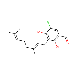 CC(C)=CCC/C(C)=C/Cc1c(O)c(Cl)cc(C=O)c1O ZINC000146401803