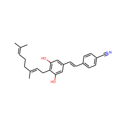 CC(C)=CCC/C(C)=C/Cc1c(O)cc(/C=C/c2ccc(C#N)cc2)cc1O ZINC000038445616