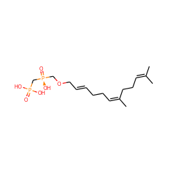 CC(C)=CCC/C(C)=C\CC/C=C/COC[P@](=O)(O)CP(=O)(O)O ZINC000027708713