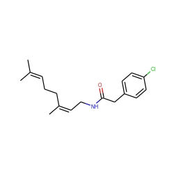 CC(C)=CCC/C(C)=C\CNC(=O)Cc1ccc(Cl)cc1 ZINC000299825020