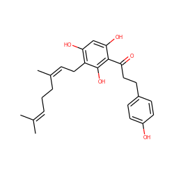 CC(C)=CCC/C(C)=C\Cc1c(O)cc(O)c(C(=O)CCc2ccc(O)cc2)c1O ZINC000299819890