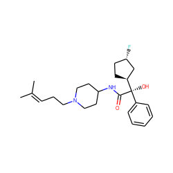 CC(C)=CCCN1CCC(NC(=O)[C@](O)(c2ccccc2)[C@H]2CC[C@H](F)C2)CC1 ZINC000013835807