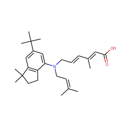 CC(C)=CCN(C/C=C/C(C)=C/C(=O)O)c1cc(C(C)(C)C)cc2c1CCC2(C)C ZINC000053267965