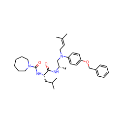 CC(C)=CCN(C[C@H](C)NC(=O)[C@H](CC(C)C)NC(=O)N1CCCCCC1)c1ccc(OCc2ccccc2)cc1 ZINC000027426848