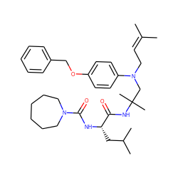 CC(C)=CCN(CC(C)(C)NC(=O)[C@H](CC(C)C)NC(=O)N1CCCCCC1)c1ccc(OCc2ccccc2)cc1 ZINC000003922109