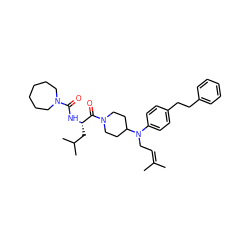 CC(C)=CCN(c1ccc(CCc2ccccc2)cc1)C1CCN(C(=O)[C@H](CC(C)C)NC(=O)N2CCCCCC2)CC1 ZINC000026490499