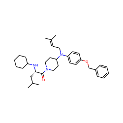 CC(C)=CCN(c1ccc(OCc2ccccc2)cc1)C1CCN(C(=O)[C@H](CC(C)C)NC2CCCCC2)CC1 ZINC000027426002