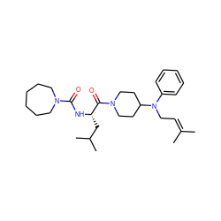 CC(C)=CCN(c1ccccc1)C1CCN(C(=O)[C@H](CC(C)C)NC(=O)N2CCCCCC2)CC1 ZINC000026497294