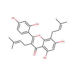 CC(C)=CCc1c(-c2ccc(O)cc2O)oc2c(CC=C(C)C)c(O)cc(O)c2c1=O ZINC000014727558