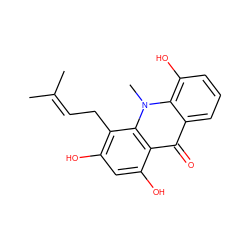 CC(C)=CCc1c(O)cc(O)c2c(=O)c3cccc(O)c3n(C)c12 ZINC000014819123