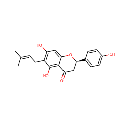 CC(C)=CCc1c(O)cc2c(c1O)C(=O)C[C@H](c1ccc(O)cc1)O2 ZINC000000899429