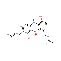 CC(C)=CCc1c(O)cc2c(c1O)c(=O)c1c(CC=C(C)C)ccc(O)c1n2C ZINC000014780679