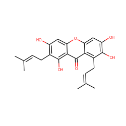 CC(C)=CCc1c(O)cc2oc3cc(O)c(O)c(CC=C(C)C)c3c(=O)c2c1O ZINC000005195818