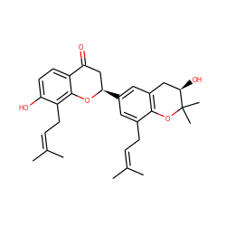 CC(C)=CCc1cc([C@@H]2CC(=O)c3ccc(O)c(CC=C(C)C)c3O2)cc2c1OC(C)(C)[C@H](O)C2 ZINC000013460794