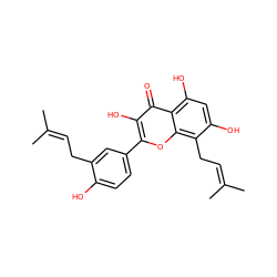 CC(C)=CCc1cc(-c2oc3c(CC=C(C)C)c(O)cc(O)c3c(=O)c2O)ccc1O ZINC000014727564