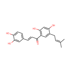 CC(C)=CCc1cc(C(=O)/C=C/c2ccc(O)c(O)c2)c(O)cc1O ZINC000005158987