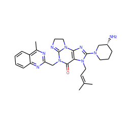 CC(C)=CCn1c(N2CCC[C@@H](N)C2)nc2c1C(=O)N(Cc1nc(C)c3ccccc3n1)C1=NCCN12 ZINC000168374723