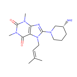 CC(C)=CCn1c(N2CCC[C@@H](N)C2)nc2c1c(=O)n(C)c(=O)n2C ZINC000028825082