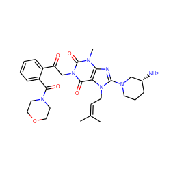 CC(C)=CCn1c(N2CCC[C@@H](N)C2)nc2c1c(=O)n(CC(=O)c1ccccc1C(=O)N1CCOCC1)c(=O)n2C ZINC000114289652