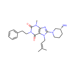 CC(C)=CCn1c(N2CCC[C@@H](N)C2)nc2c1c(=O)n(CCc1ccccc1)c(=O)n2C ZINC000028825088