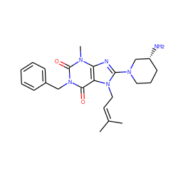 CC(C)=CCn1c(N2CCC[C@@H](N)C2)nc2c1c(=O)n(Cc1ccccc1)c(=O)n2C ZINC000028825086