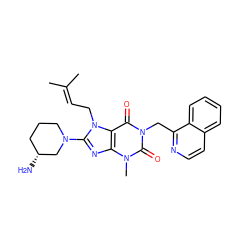 CC(C)=CCn1c(N2CCC[C@@H](N)C2)nc2c1c(=O)n(Cc1nccc3ccccc13)c(=O)n2C ZINC000003839154