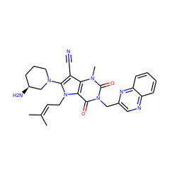 CC(C)=CCn1c(N2CCC[C@H](N)C2)c(C#N)c2c1c(=O)n(Cc1cnc3ccccc3n1)c(=O)n2C ZINC000073259046