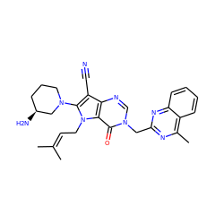 CC(C)=CCn1c(N2CCC[C@H](N)C2)c(C#N)c2ncn(Cc3nc(C)c4ccccc4n3)c(=O)c21 ZINC000073292163