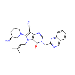 CC(C)=CCn1c(N2CCC[C@H](N)C2)c(C#N)c2ncn(Cc3ncc4ccccc4n3)c(=O)c21 ZINC000073292167