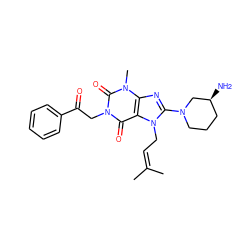 CC(C)=CCn1c(N2CCC[C@H](N)C2)nc2c1c(=O)n(CC(=O)c1ccccc1)c(=O)n2C ZINC000001490934