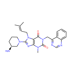 CC(C)=CCn1c(N2CCC[C@H](N)C2)nc2c1c(=O)n(Cc1ncnc3ccccc13)c(=O)n2C ZINC000038802881