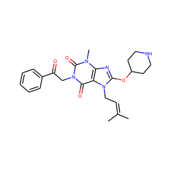 CC(C)=CCn1c(OC2CCNCC2)nc2c1c(=O)n(CC(=O)c1ccccc1)c(=O)n2C ZINC000096273256