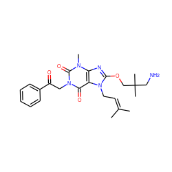 CC(C)=CCn1c(OCC(C)(C)CN)nc2c1c(=O)n(CC(=O)c1ccccc1)c(=O)n2C ZINC000035985580