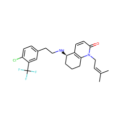 CC(C)=CCn1c2c(ccc1=O)[C@H](NCCc1ccc(Cl)c(C(F)(F)F)c1)CCC2 ZINC000013743315