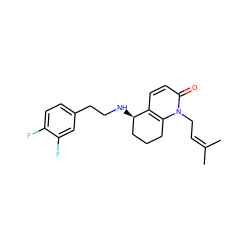 CC(C)=CCn1c2c(ccc1=O)[C@H](NCCc1ccc(F)c(F)c1)CCC2 ZINC000013743309