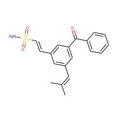 CC(C)=Cc1cc(/C=C/S(N)(=O)=O)cc(C(=O)c2ccccc2)c1 ZINC000013438156