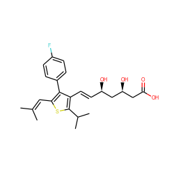 CC(C)=Cc1sc(C(C)C)c(/C=C/[C@@H](O)C[C@@H](O)CC(=O)O)c1-c1ccc(F)cc1 ZINC000027639165