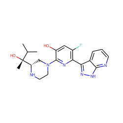 CC(C)[C@@](C)(O)[C@@H]1CN(c2nc(-c3n[nH]c4ncccc34)c(F)cc2O)CCN1 ZINC000095583605