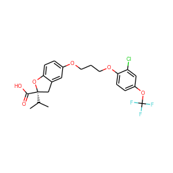 CC(C)[C@@]1(C(=O)O)Cc2cc(OCCCOc3ccc(OC(F)(F)F)cc3Cl)ccc2O1 ZINC000013671830