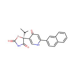 CC(C)[C@@]1(c2c[nH]c(-c3ccc4ccccc4c3)cc2=O)OC(=O)NC1=O ZINC000071333781