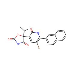 CC(C)[C@@]1(c2cc(Br)c(-c3ccc4ccccc4c3)[nH]c2=O)OC(=O)NC1=O ZINC000071342003