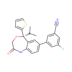 CC(C)[C@@]1(c2cccs2)OCC(=O)Nc2ccc(-c3cc(F)cc(C#N)c3)cc21 ZINC000042922766